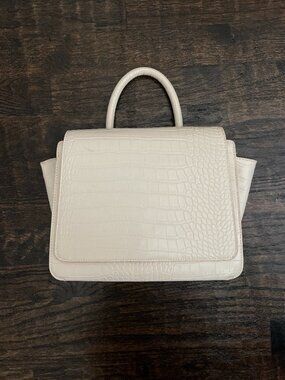 A New Day Cream Croc Embossed Top Handle Satchel